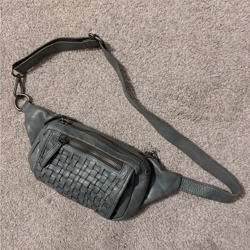 Teal Blue Leather Crossbody Bag